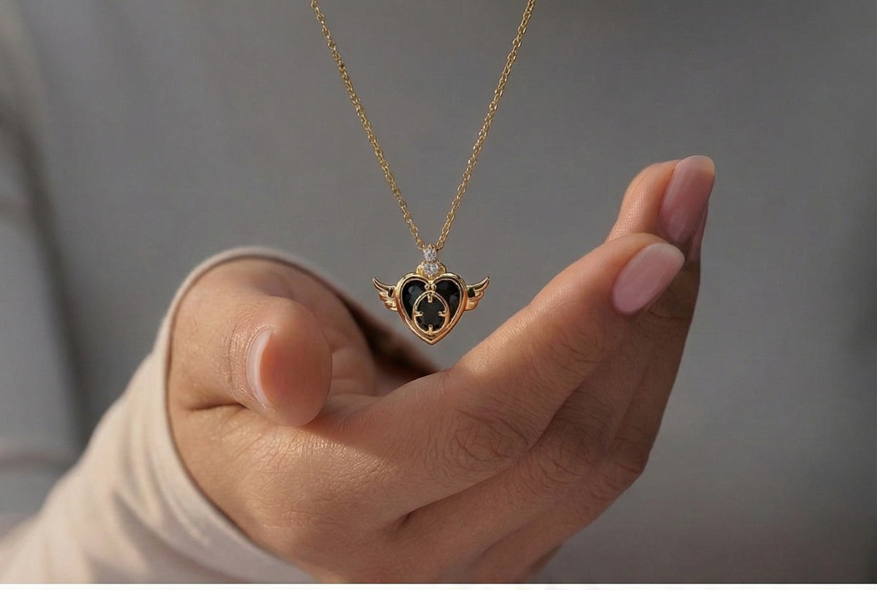 Angelic Heart Wing Pendant Necklace