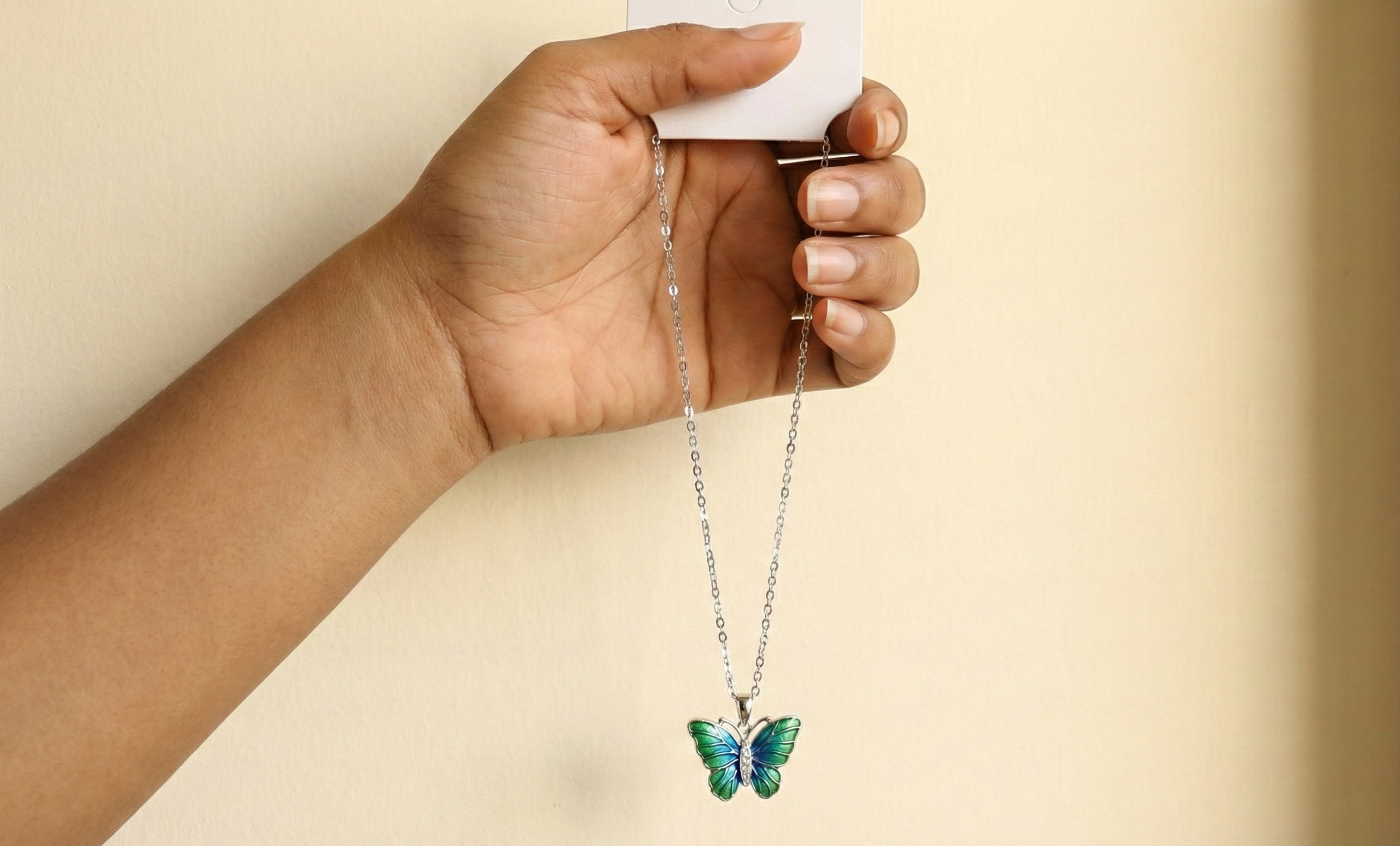 Mystic Blue–Green Butterfly Pendant by Lumina Craft