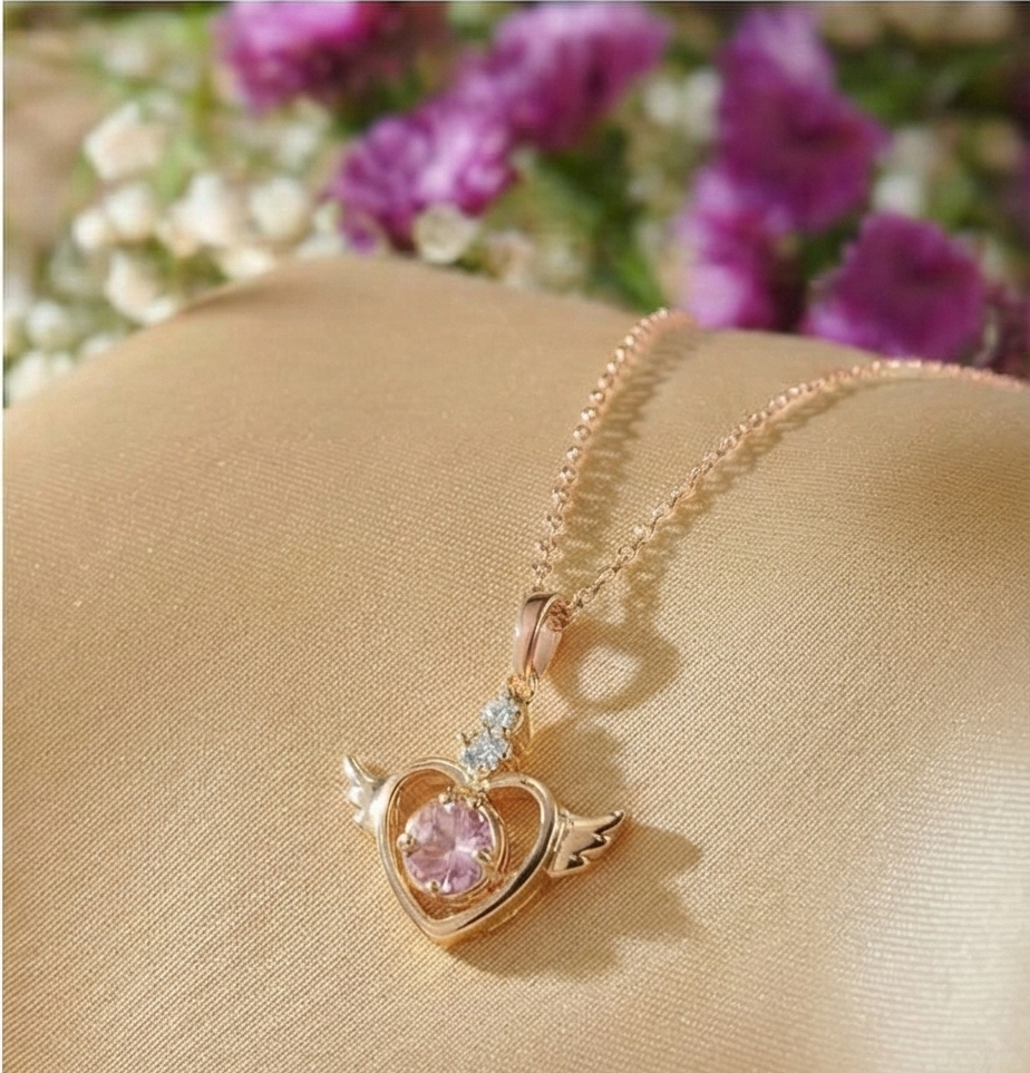Angelic Heart Wing Pendant Necklace