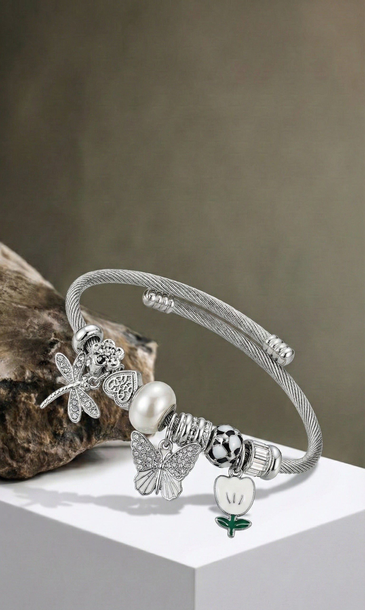 Eternal Grace – Butterfly & Blossom Charm Bracelet