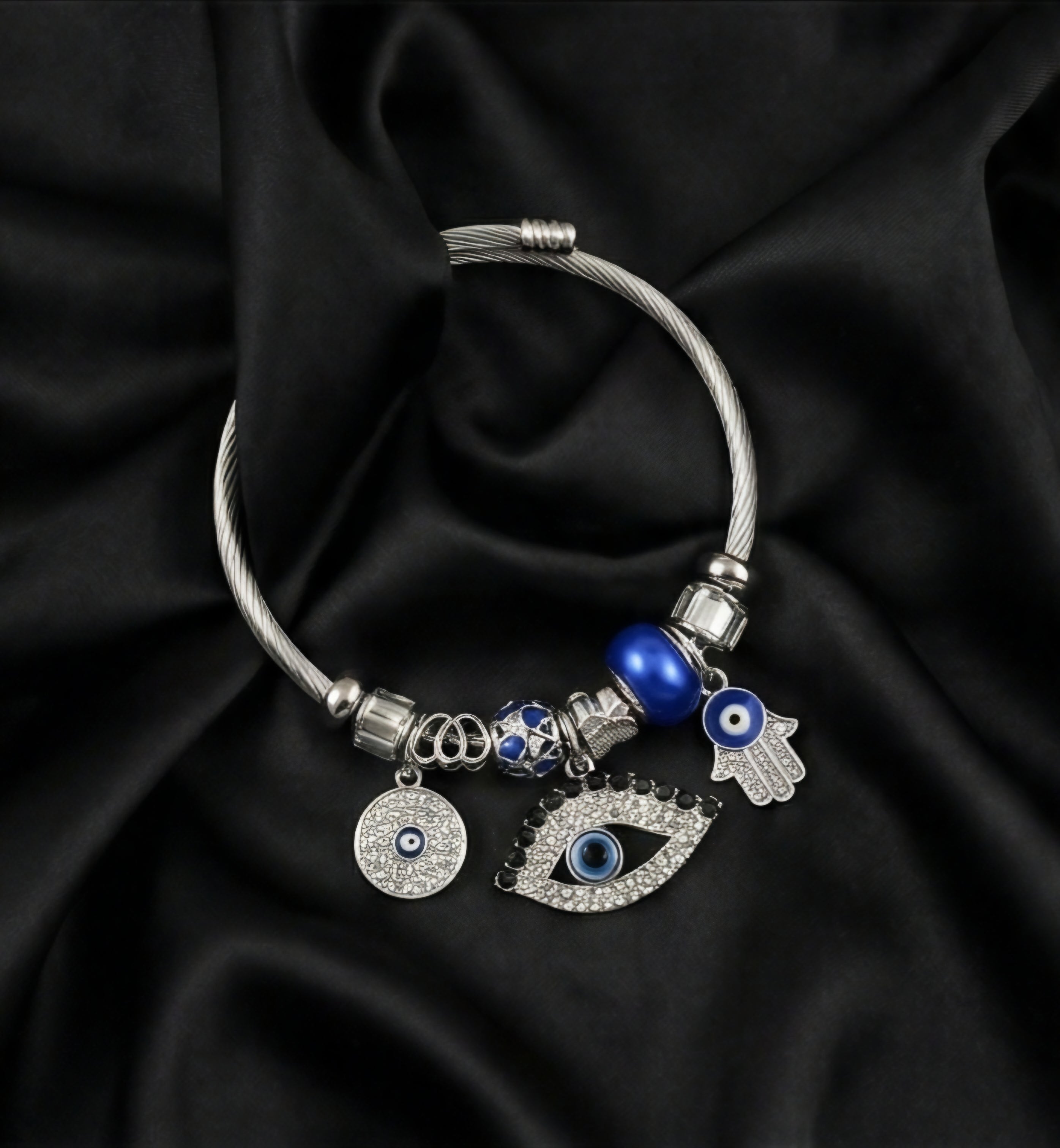 Evil Eye Harmony Charm Bracelet – Stainless Steel